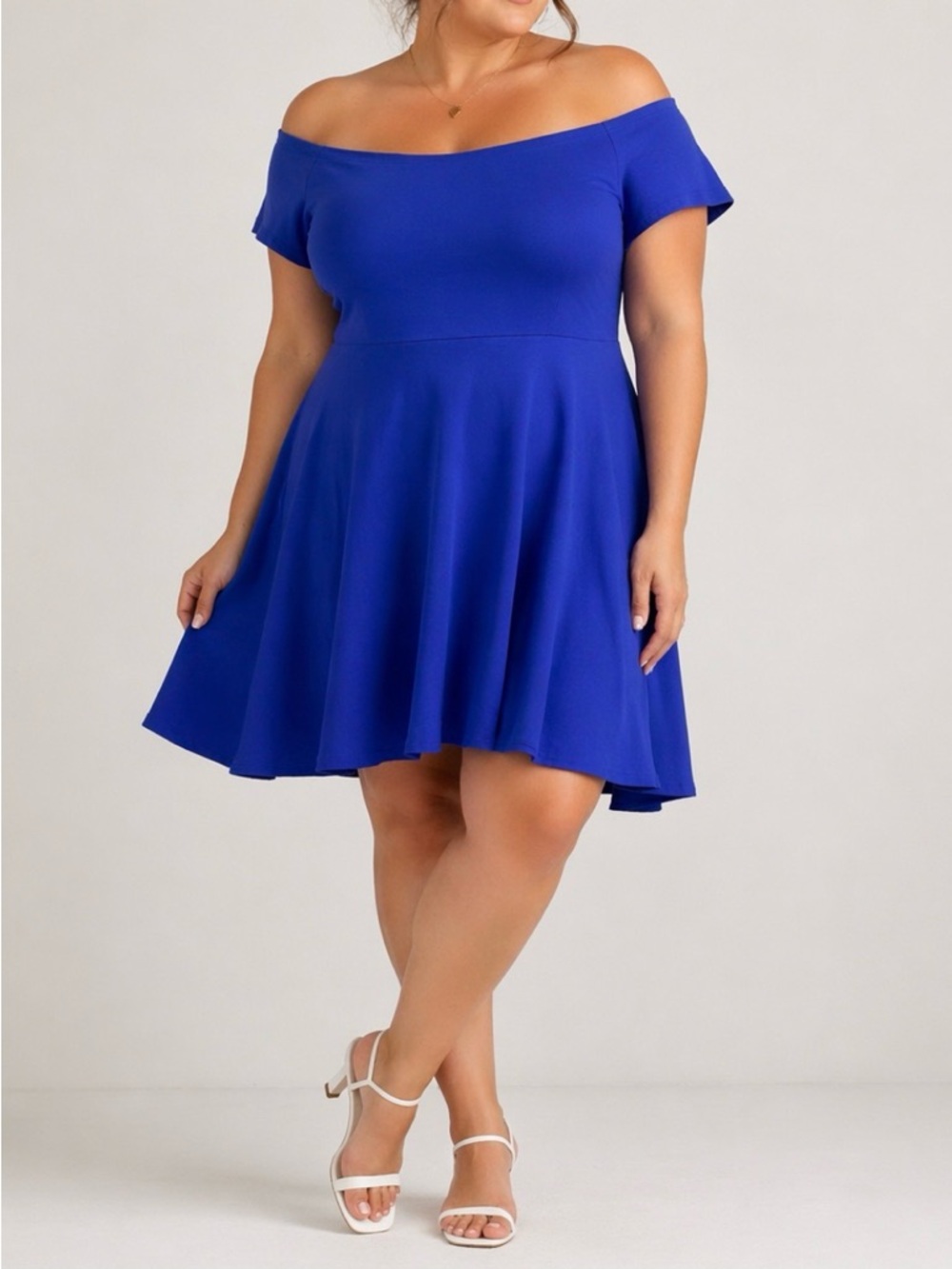 Sarin Matthews Royal Blue Off Shoulder Dress